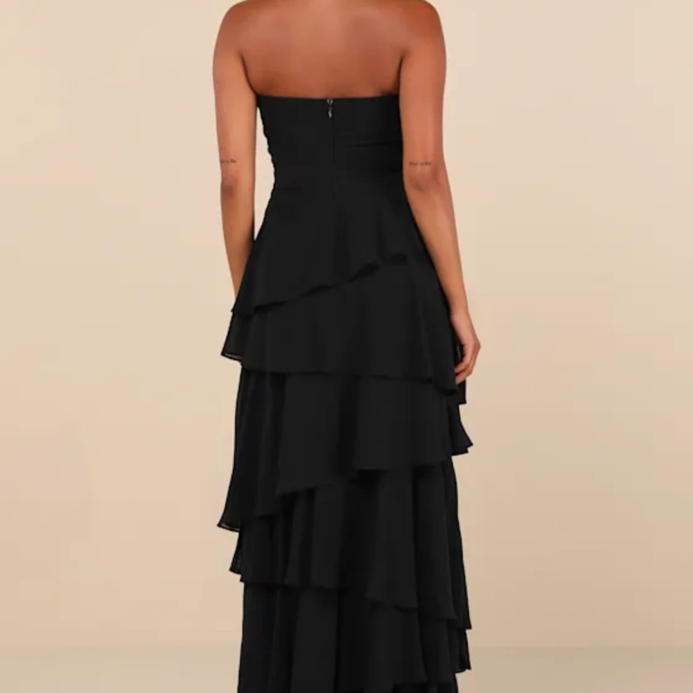 Lulus Gorgeous Essence Black Strapless Tiered Maxi Dress - Size M - Picture 2 of 6